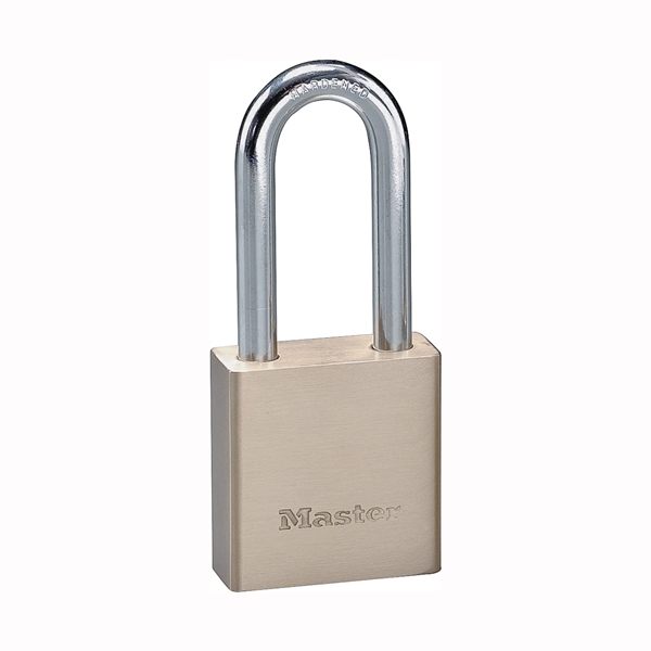576DLHPF Padlock, Keyed Different Key, 5/16 in Dia Shackle, Steel Shackle, Brass Body, 1-3/4 in W Body