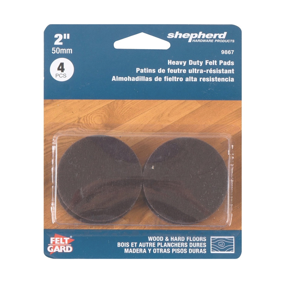 9867 Protective Pad, Felt, Brown, 2 in Dia