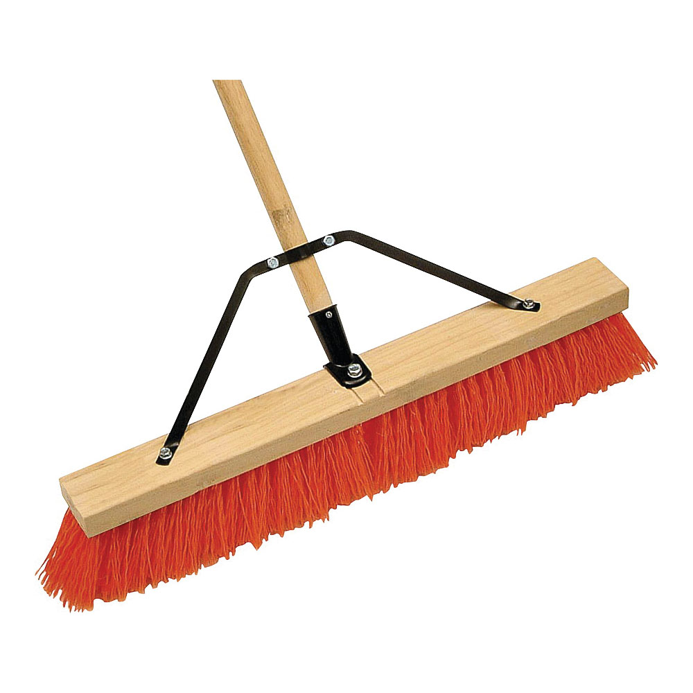 93135 Push Broom, 24 in Sweep Face, 4 in L Trim, Polypropylene Bristle, 60 in L, Bolt with Brace
