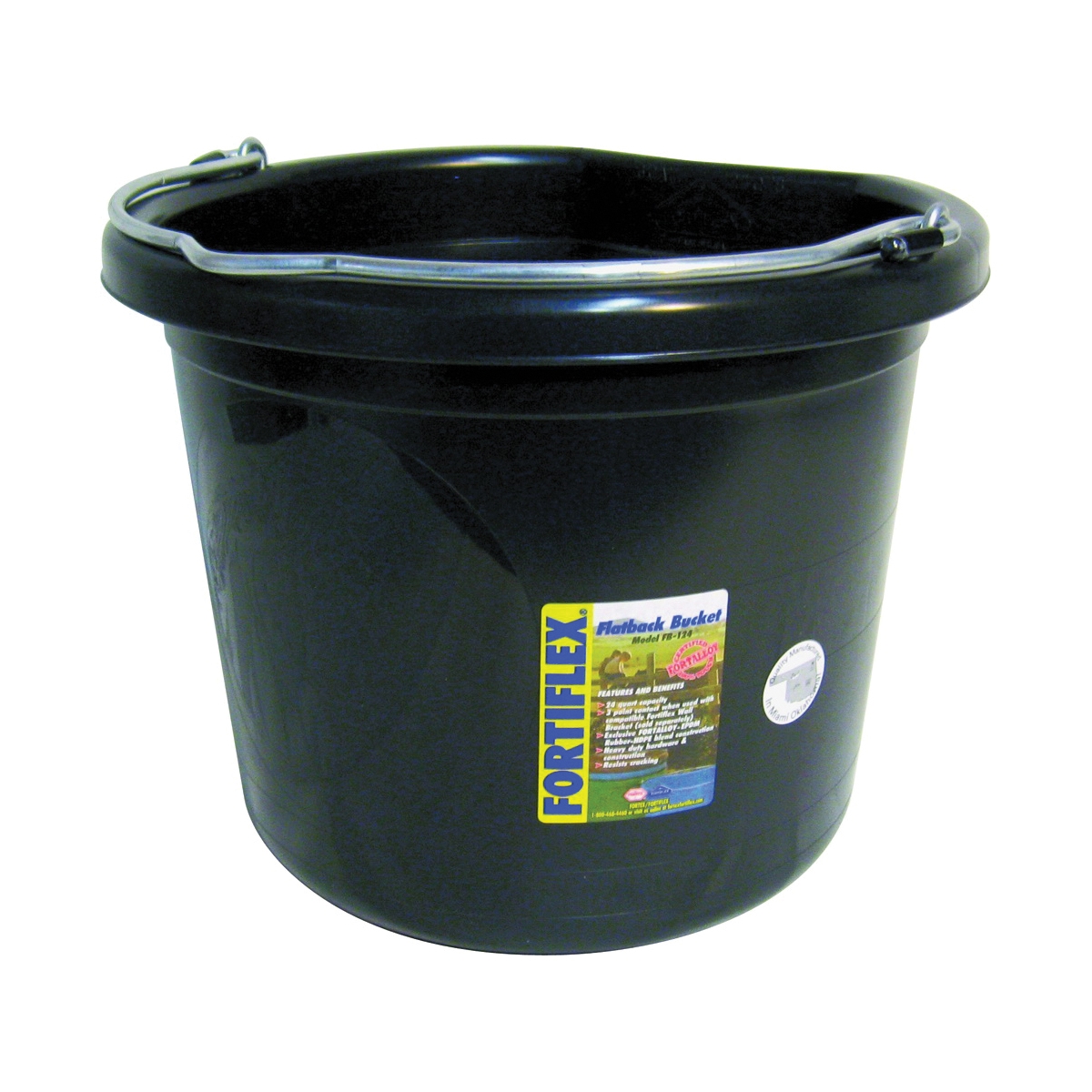 FB-124 Series FB-124BX Bucket, 24 qt Volume, Rubber/Polyethylene, Black