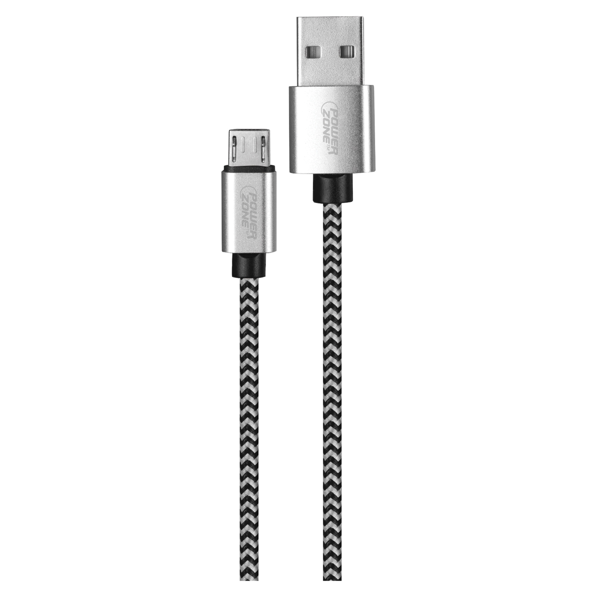 KL-029X-2M-MICRO Micro Charging Cable, Micro USB, USB, Black/White Sheath, 6 ft L