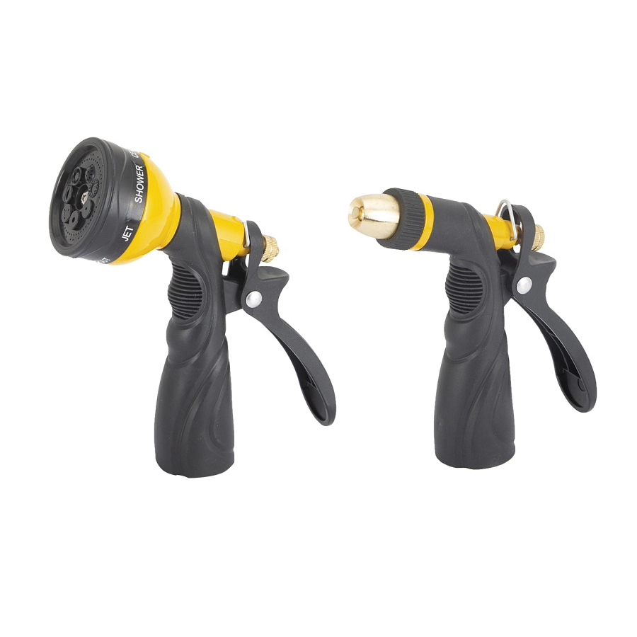 2-Pc Spray Nozzle Set, Female, Zinc Alloy, Aluminum, Copper, TPR, Nylon, Black/Yellow