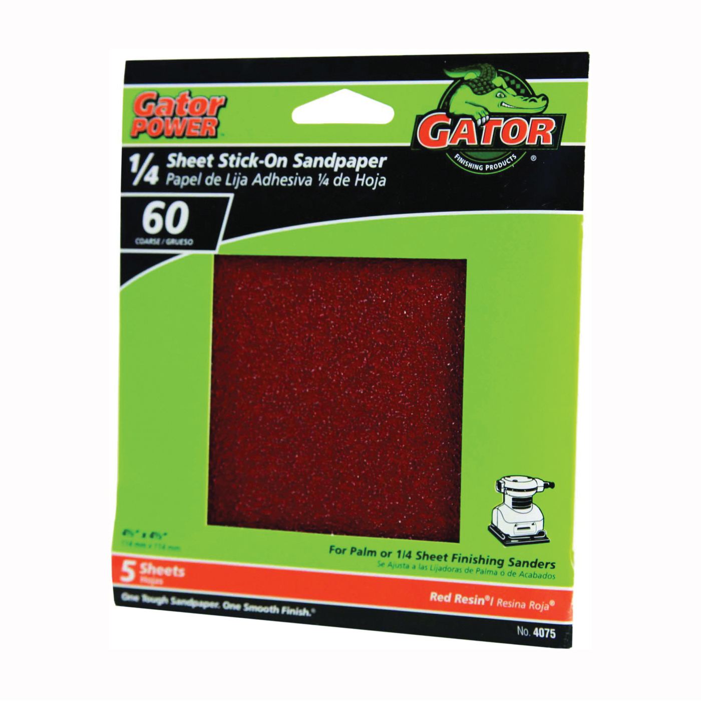 4075 Sanding Sheet, 4-1/2 in L, 4-1/2 in W, Coarse, 60 Grit, Aluminum Oxide Abrasive