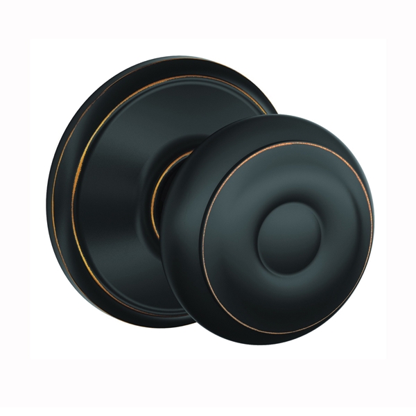 F Series F10 GEO 716 Passage Knob, Georgian, 2-3/4 in Dimensions, Aged Bronze, Full Lip Round Corner Strike