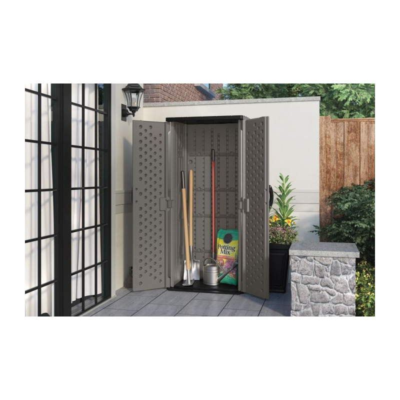 Suncast BMS1250SB Vertical Shed, 22 cu-ft Capacity, 2 ft 8-1/4 in W, 2 ft 1-1/2 in D, 6 ft H, Resin, Stoney - 2