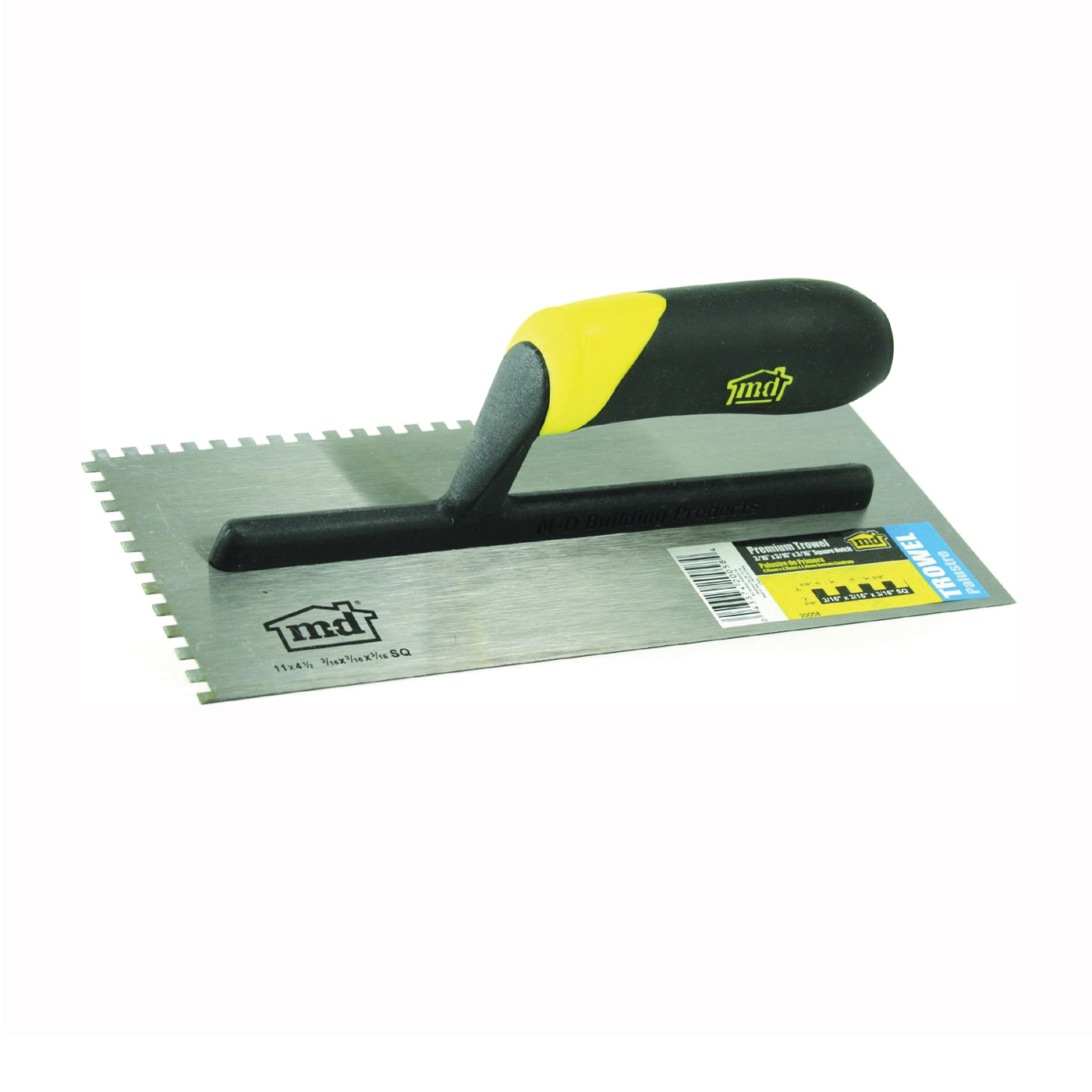 20058 Tile Installation Trowel, 3/16 in W x 3/16 in D Notch, 11 in L, 4-1/2 in W, Square Notch, Comfort Grip Handle
