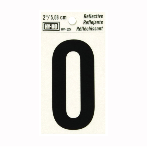 RV-25/O Reflective Letter, Character: O, 2 in H Character, Black Character, Silver Background, Vinyl