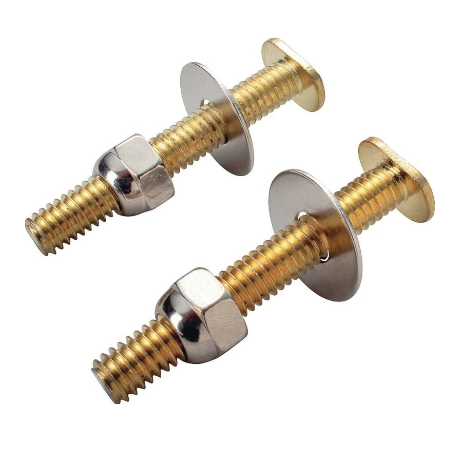 Exclusively Orgill PMB-480 Bolt Set, Steel, Brass, For: Use to Attach Toilet to Flange, 5/16 in x 2-1/4 in Bolts and Steel Washers