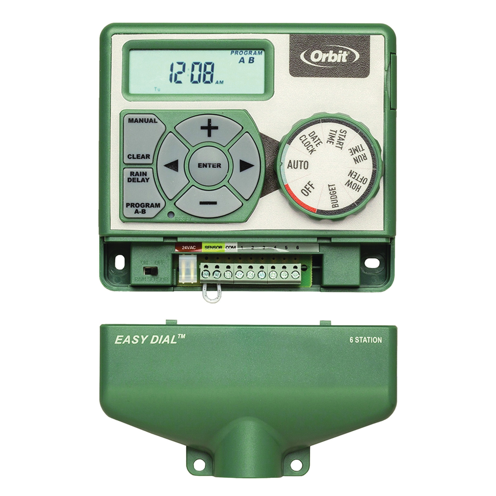 Orbit 57596 Indoor Sprinkler Timer, 120 V, 6 -Zone, 2 -Program, 1 to 99 min Cycle, LCD Display - 3