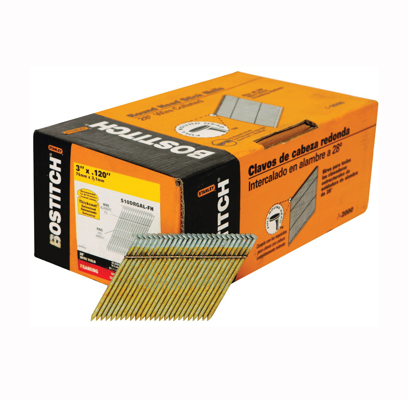 S10DRGAL-FH Framing Nail, 3 in L, Thickcoat, Full Round Head, Ring Shank