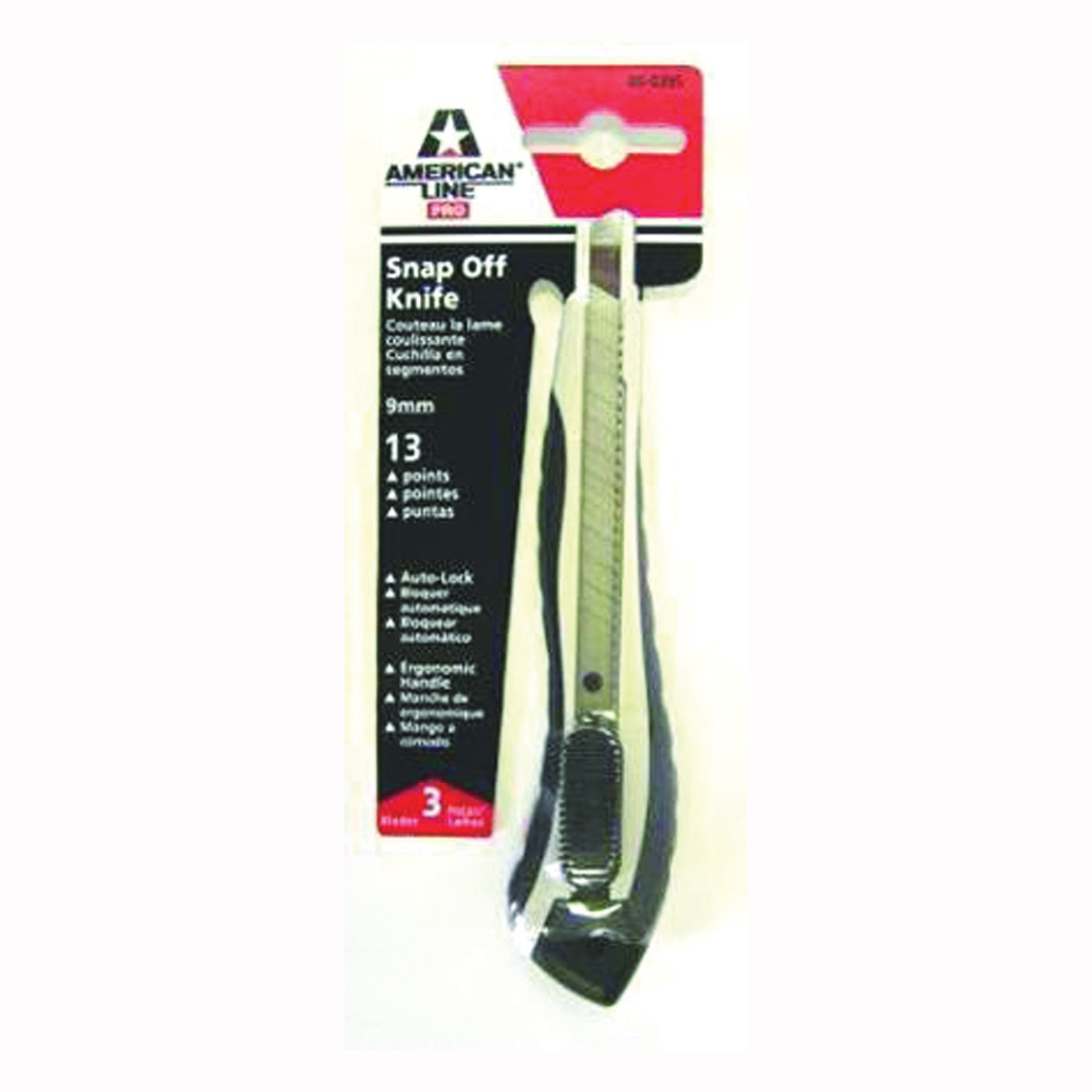66-0399 Razor Utility Knife, 3-15/16 in L Blade, 9 mm W Blade, Carbon Steel Blade, Ergonomic Handle