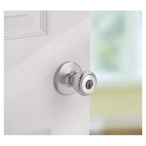 Kwikset 400T26DRCALRCSK3V Door Knob, 3 Grade, Chrome/Satin, 2-3/8 to 2-3/4 in Backset, 1-3/8 to 1-3/4 in Thick Door - 3
