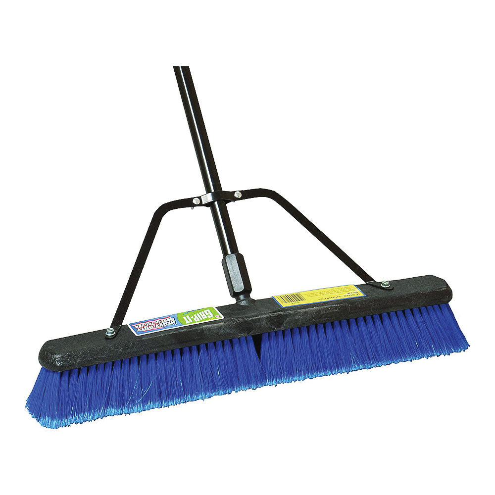 93200 Push Broom, 24 in Sweep Face, 3 in L Trim, Polypropylene Bristle, 60 in L, Threaded with Brace