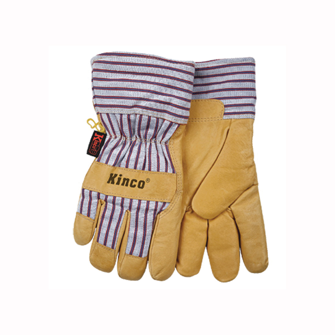 1927-L Protective Gloves, Men's, L, 11-1/2 in L, Wing Thumb, Easy-On Cuff, Pigskin Leather, Palomino