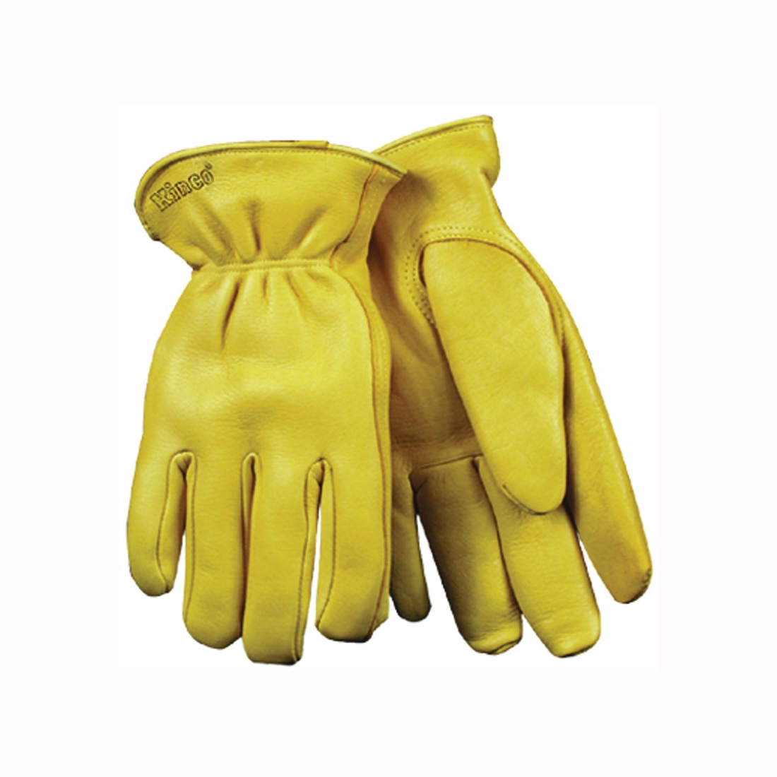 90HK-L Driver Gloves, Men's, L, 10 in L, Keystone Thumb, Easy-On Cuff, Deerskin Leather, Yellow