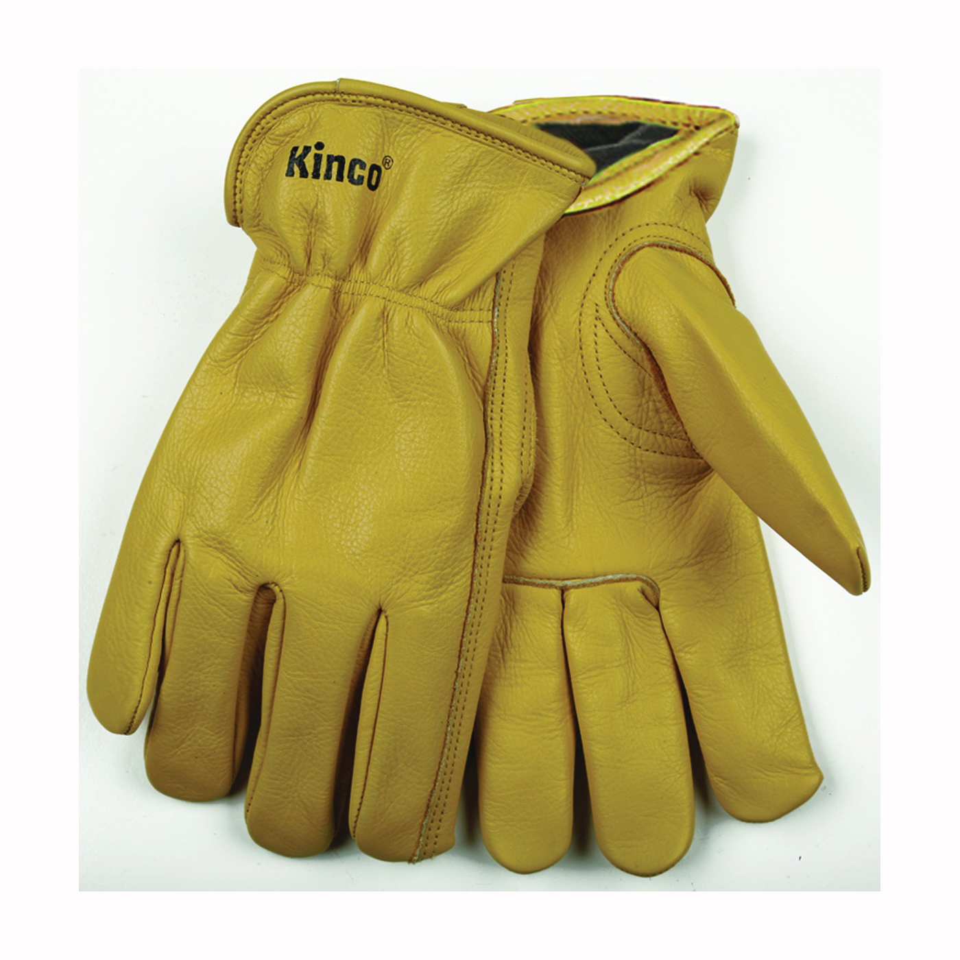 98RL-L Driver Gloves, Men's, L, 10-1/2 in L, Keystone Thumb, Easy-On Cuff, Cowhide Leather, Gold