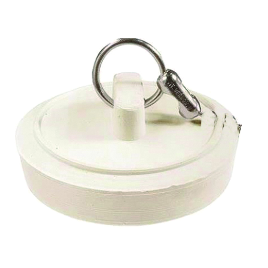Duo Fit Series PP820-1 Drain Stopper, Rubber, White, For: 1-1/8 to 1-1/4 in Sink