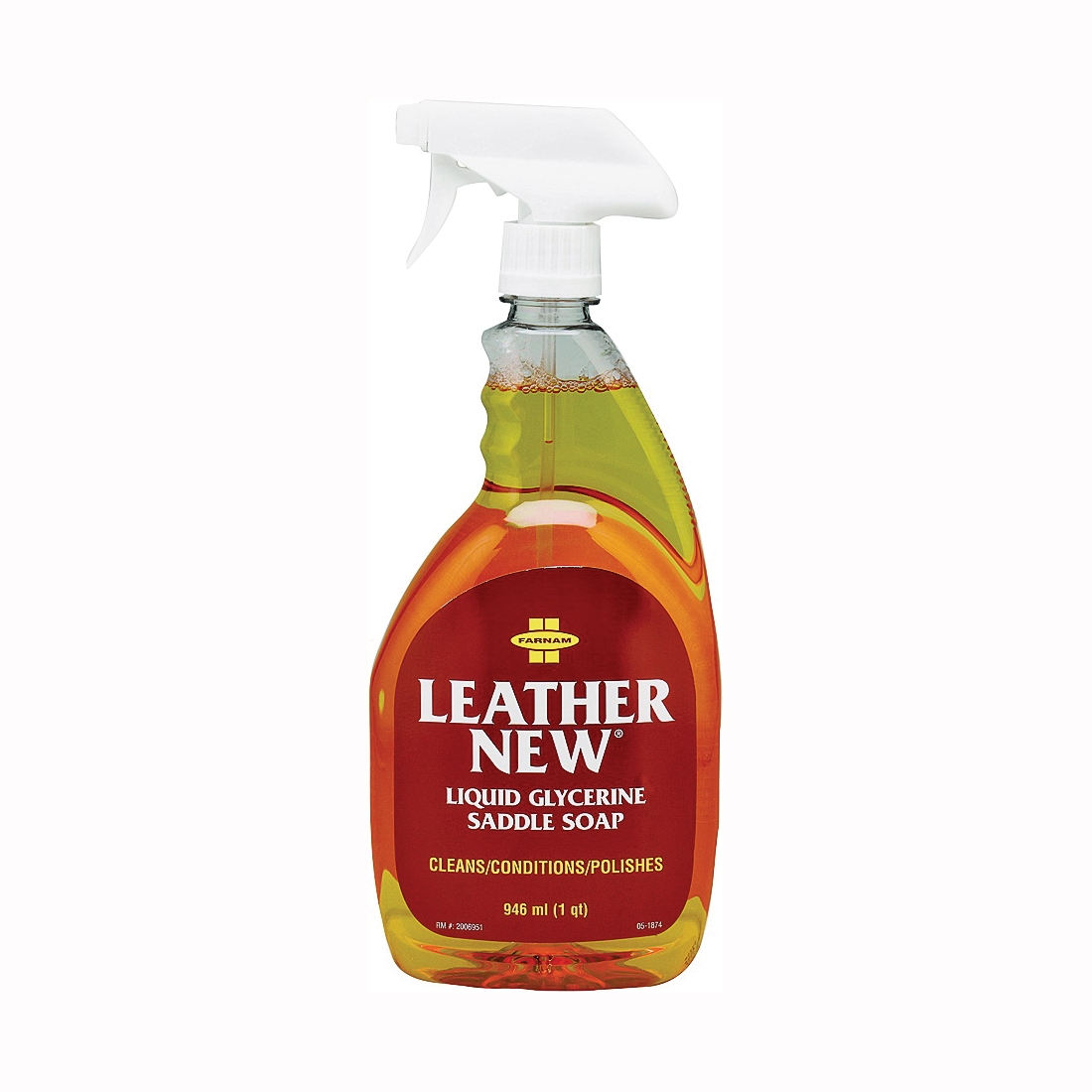 Farnam Leather New 32602 Easy-Polishing Saddle Soap, Liquid, Amber/Clear Yellow, 32 oz Bottle