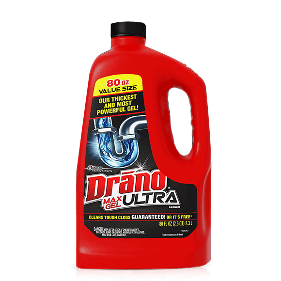 Drano Max Gel 70462 Clog Remover, Gel, Natural, Bleach, 80 oz Bottle, 2 PK