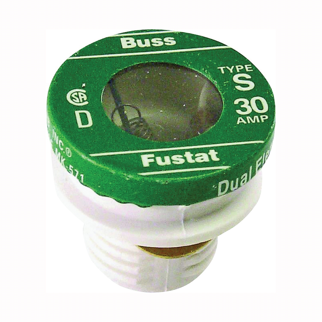 S-30 Plug Fuse, 30 A, 125 V, 10 kA Interrupt, Low Voltage, Time Delay Fuse