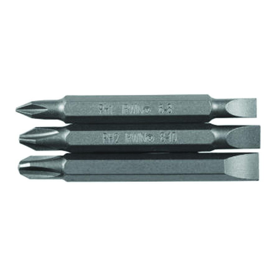 3535252C Screwdriver Bit, #2 to 10 Drive, Phillips/Slotted Drive, 1/4 in Shank, Hex Shank, 2-3/8 in L, Steel