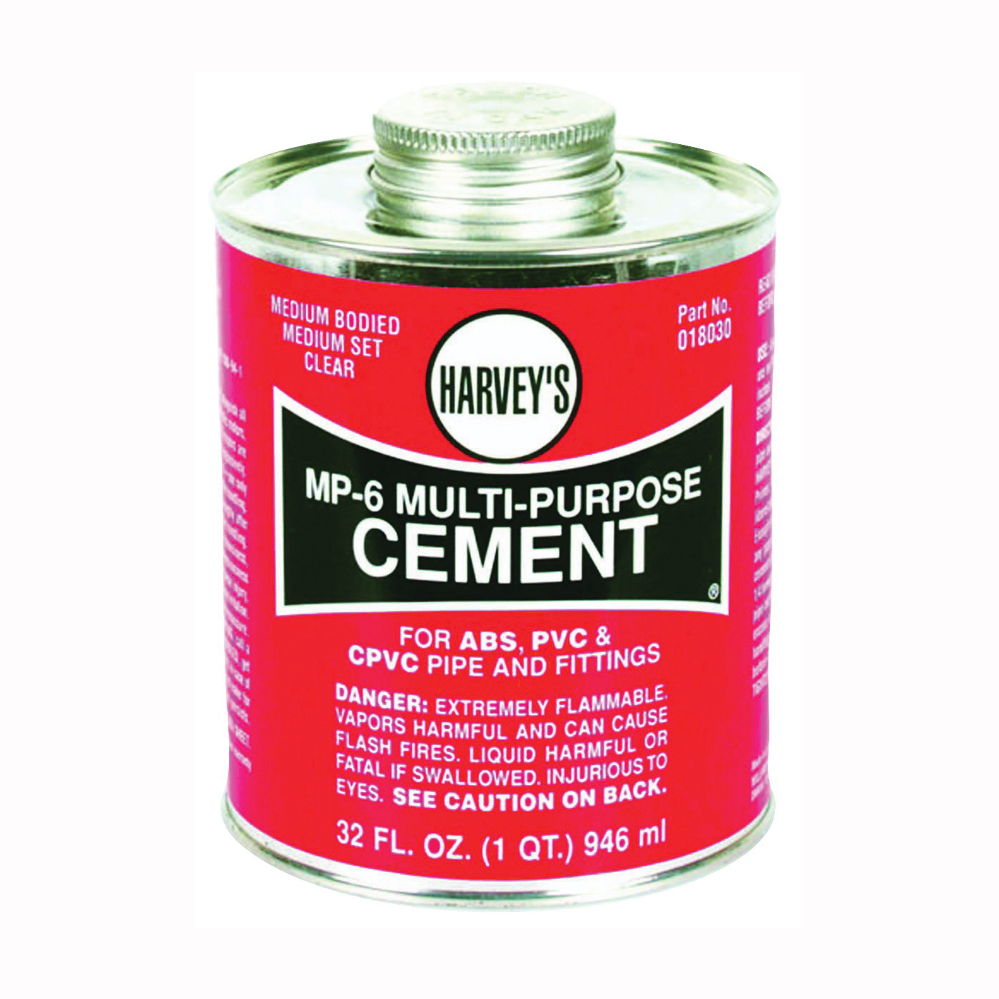 018030-12 Solvent Cement, 32 oz Can, Liquid, Milky Clear