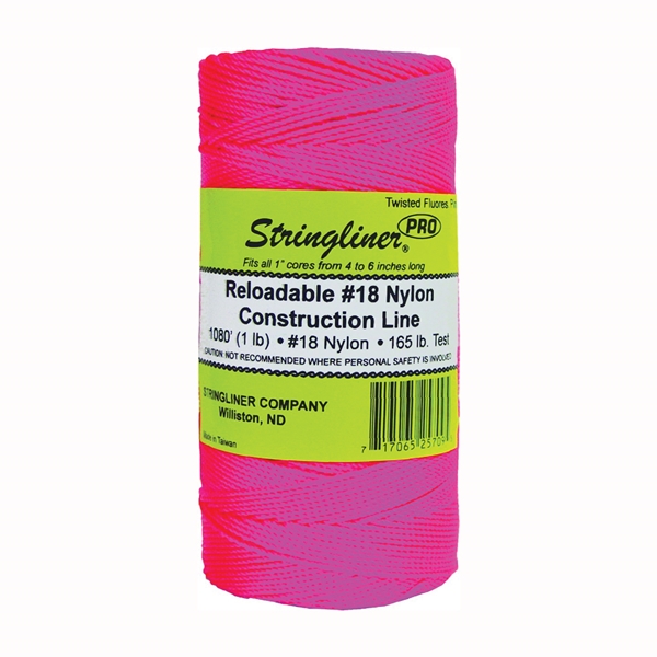 Pro Series 35709 Construction Line, #18 Dia, 1080 ft L, 165 lb Working Load, Nylon, Fluorescent Pink