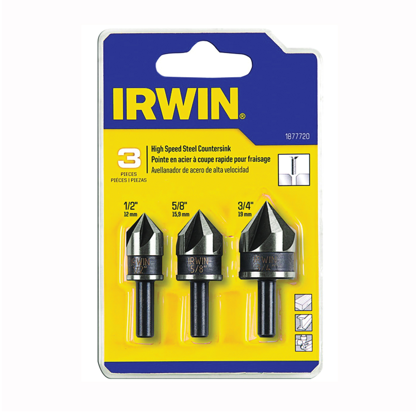 Irwin 1877720 Countersink Drill Bit, HSS, Black Oxide