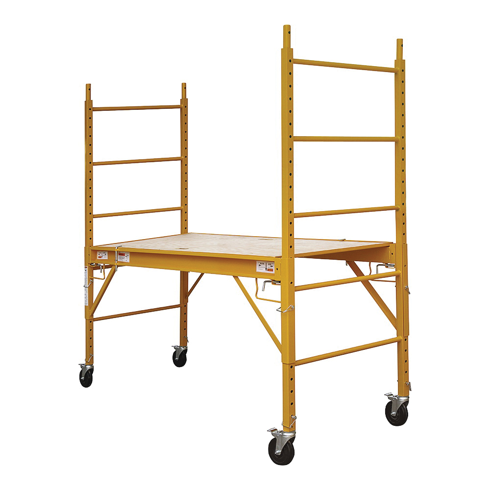YH-SD601 Portable Scaffold, 29 in W Rail, 1-1/2 in D Rail, 69 in H Rail, 29 to 71-1/4 in H Adjustment, 1-Deck