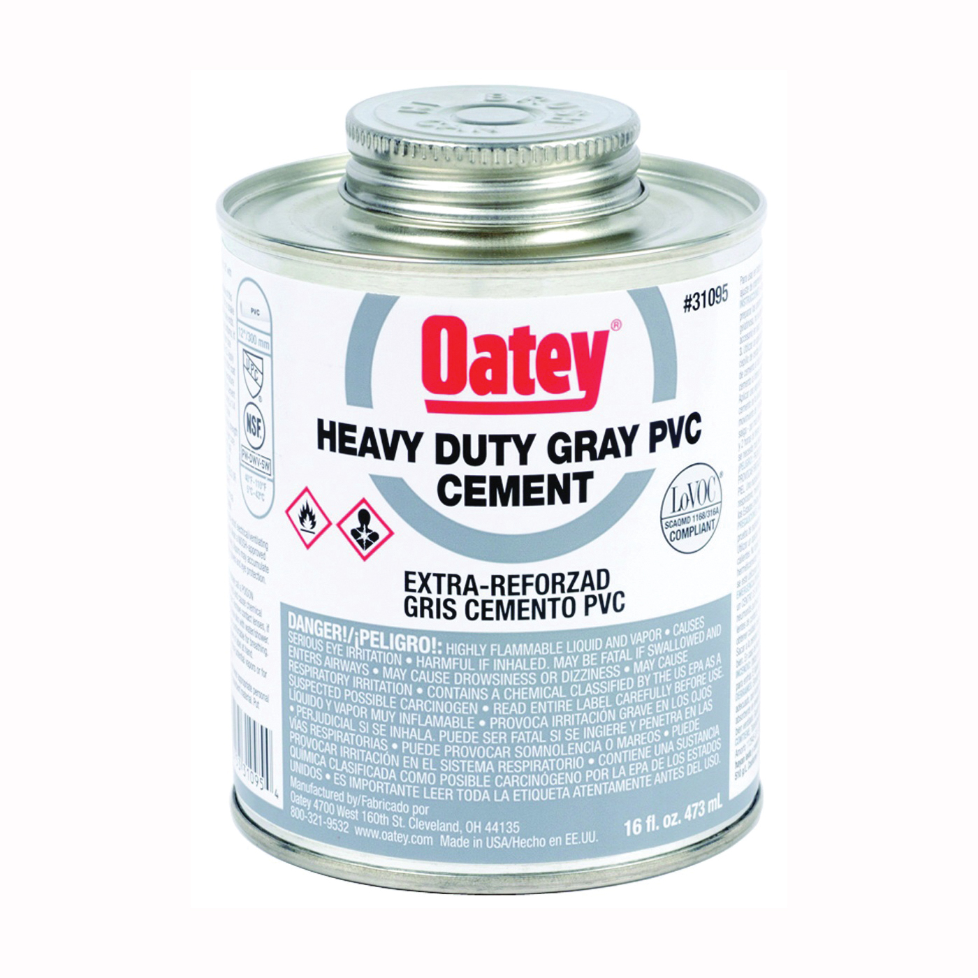 31094 Solvent Cement, 8 oz Can, Liquid, Gray