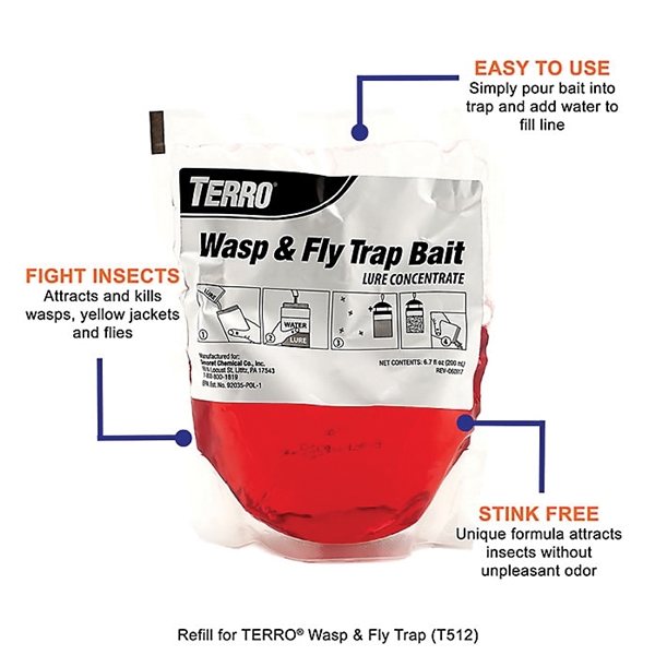 TERRO T513 Wasp and Fly Trap, Liquid, Vinegar, 6.7 fl-oz - 3
