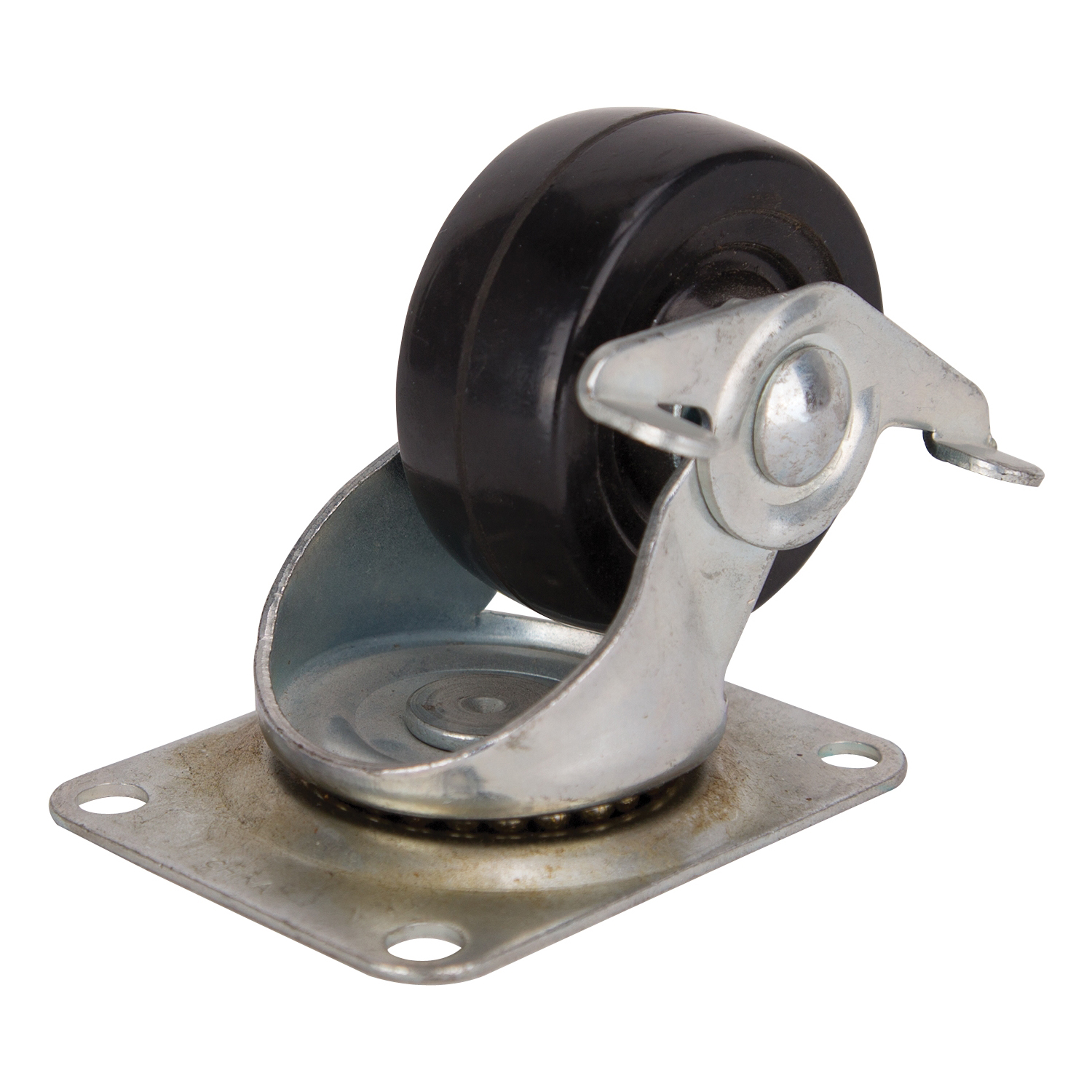 JC-H11 Swivel Caster, 3 in Dia Wheel, 1-1/4 in W Wheel, Rubber Wheel, Black, 210 lb, Steel Housing Material