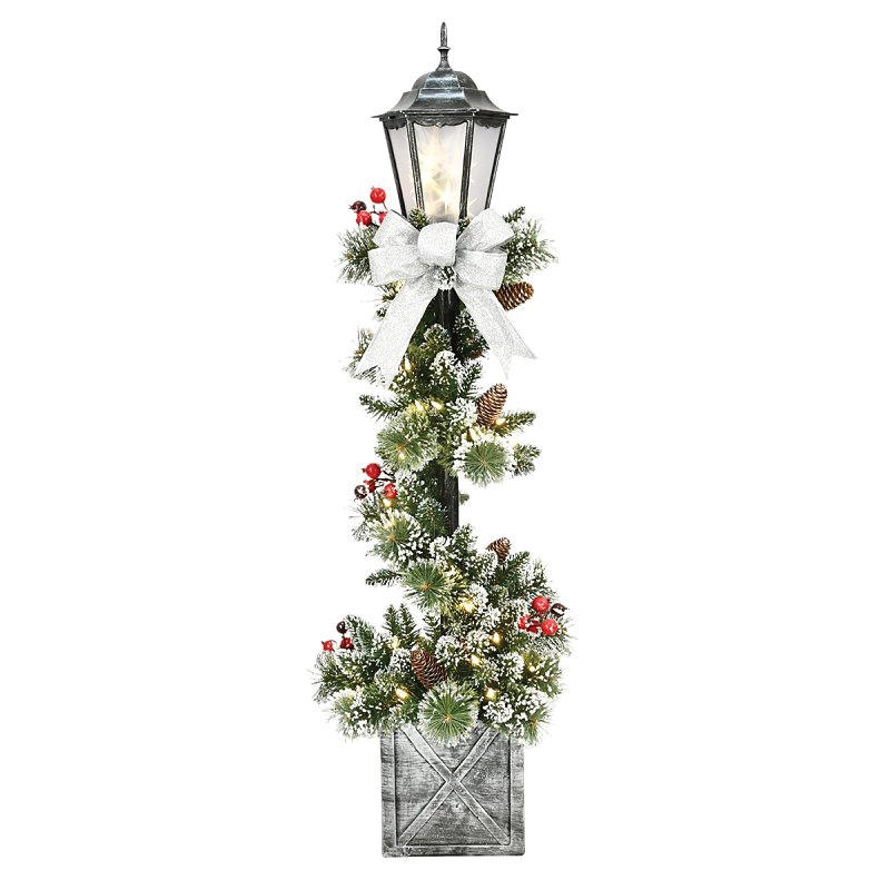 301-5740-LP40L05 Lamp Post, 14 in L, 14 in W, Metal/PVC, White, LED
