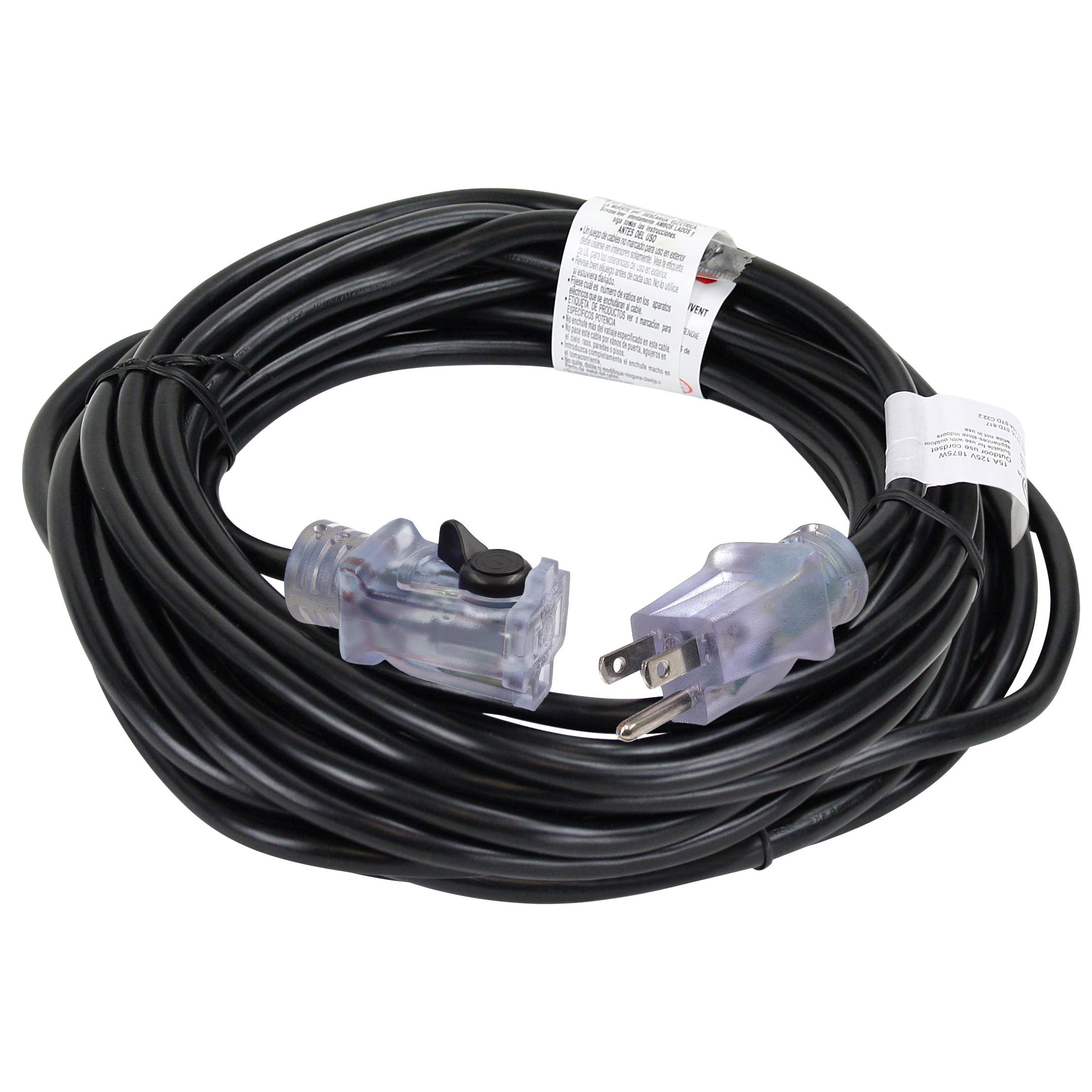 PowerZone ORECPL502628 Extension Cord, 16 AWG Cable, 40 ft L, 13 A, 125 V, Black