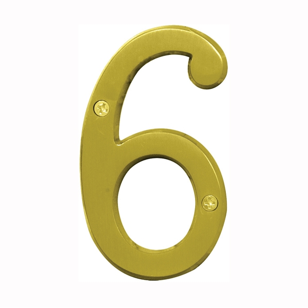 Prestige Series BR-43BB/6 House Number, Character: 6, 4 in H Character, Brass Character, Brass