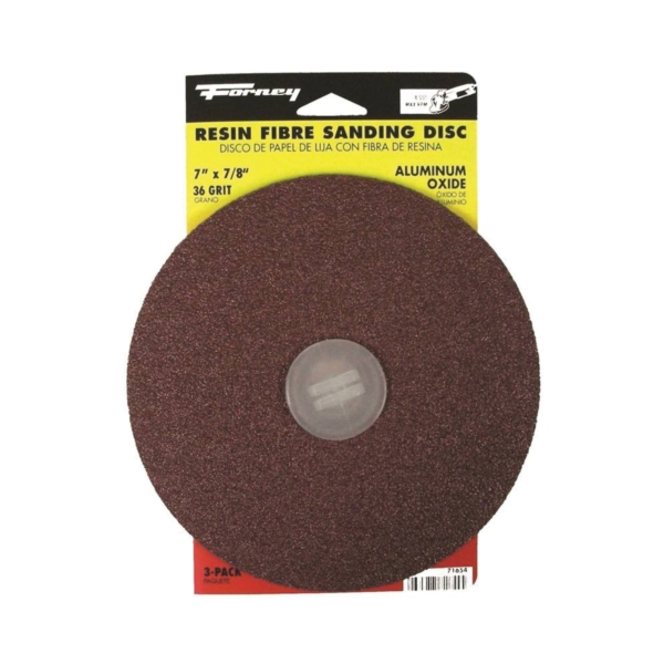 71654 Sanding Disc, 7 in Dia, 7/8 in Arbor, Coated, 36 Grit, Extra Coarse, Aluminum Oxide Abrasive