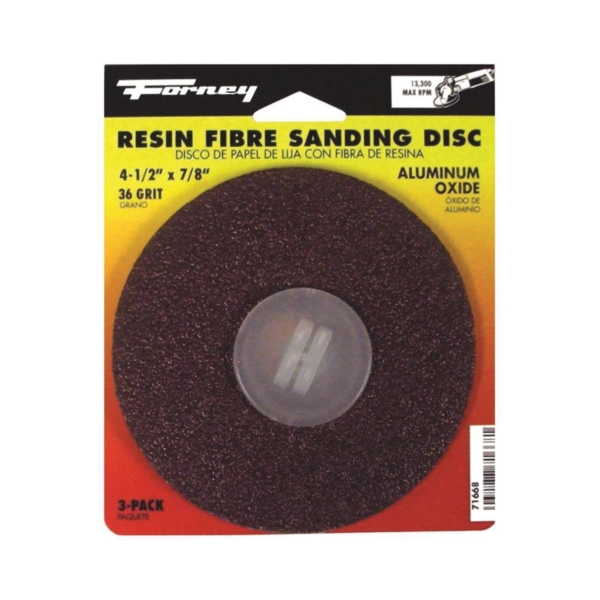 71668 Sanding Disc, 4-1/2 in Dia, 7/8 in Arbor, Coated, 36 Grit, Extra Coarse, Aluminum Oxide Abrasive