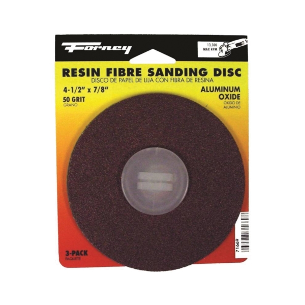 50-G Forney 71669 Sanding Discs Aluminum Oxide with 7/8-Inch Arbor 4-1/2-Inch 