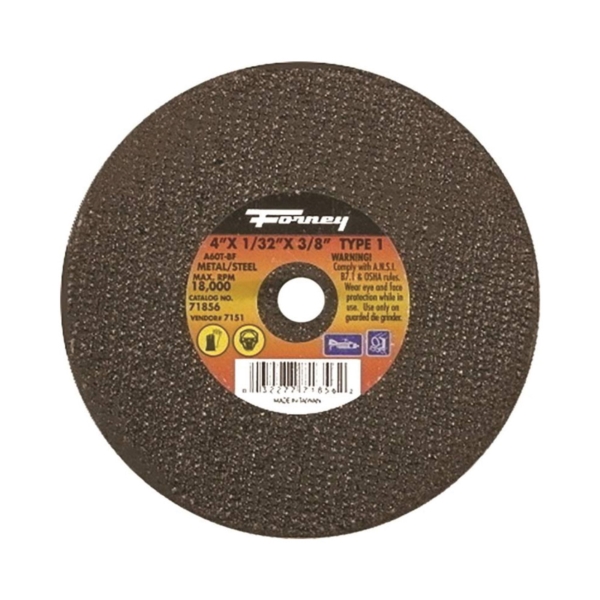 71856 Cut-Off Wheel, 4 in Dia, 1/32 in Thick, 3/8 in Arbor, 60 Grit, Medium, Aluminum Oxide Abrasive