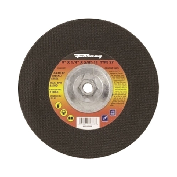 71883 Grinding Wheel, 9 in Dia, 1/4 in Thick, 5/8-11 in Arbor, 24 Grit, Coarse, Aluminum Oxide Abrasive