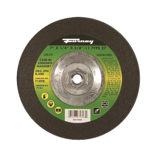 71898 Grinding Wheel, 7 in Dia, 1/4 in Thick, 5/8-11 in Arbor, 24 Grit, Coarse, Silicone Carbide Abrasive