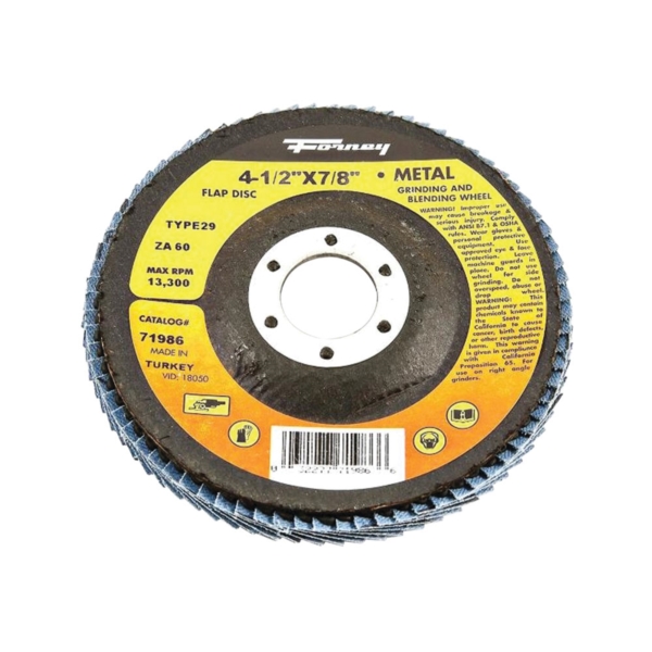 71986 Flap Disc, 4-1/2 in Dia, 7/8 in Arbor, 60 Grit, Medium, Zirconia Aluminum Abrasive