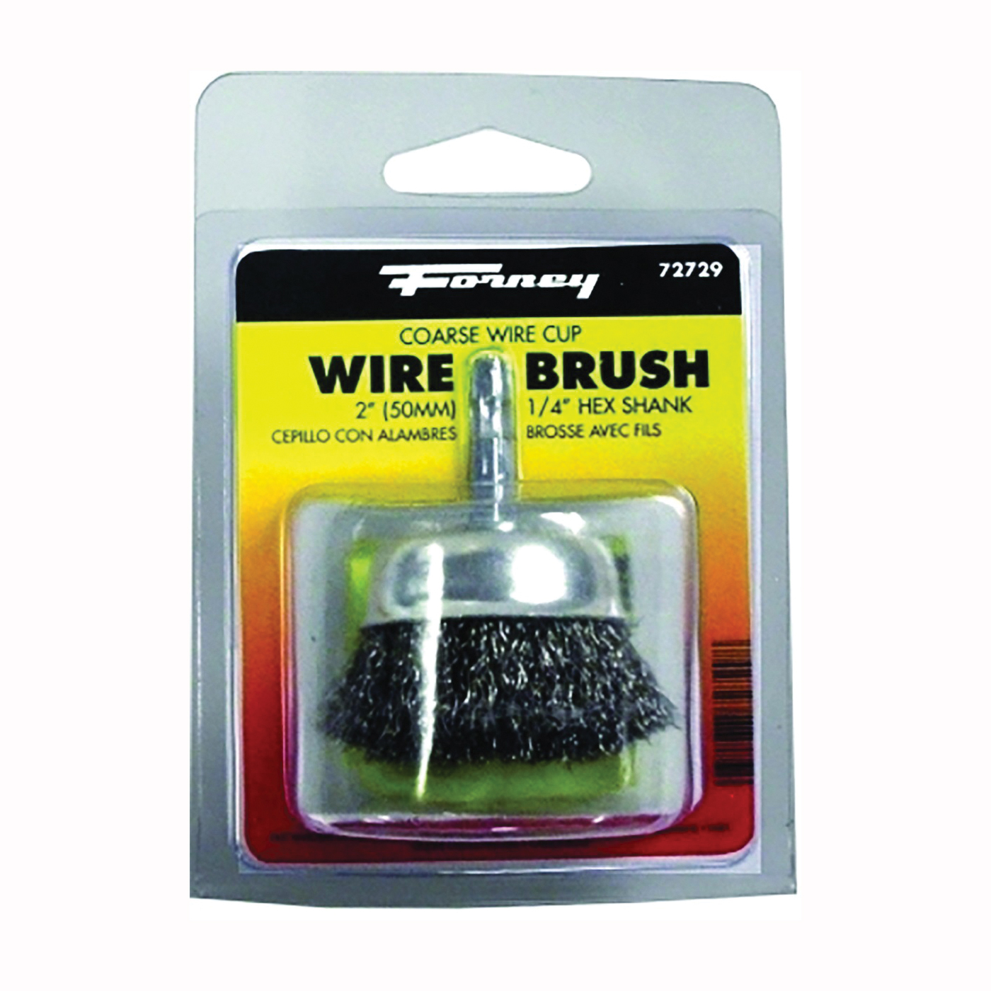 72729 Wire Cup Brush, 2 in Dia, 0.012 in Dia Bristle, Steel Bristle
