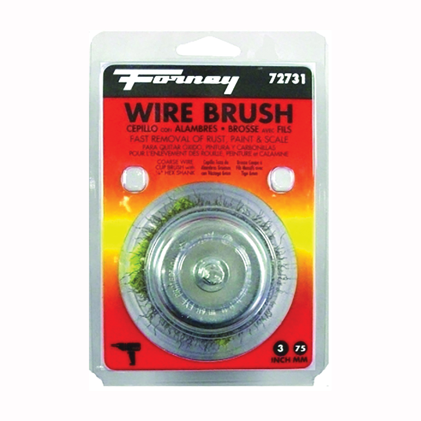 72731 Wire Cup Brush, 3 in Dia, 0.012 in Dia Bristle, Steel Bristle