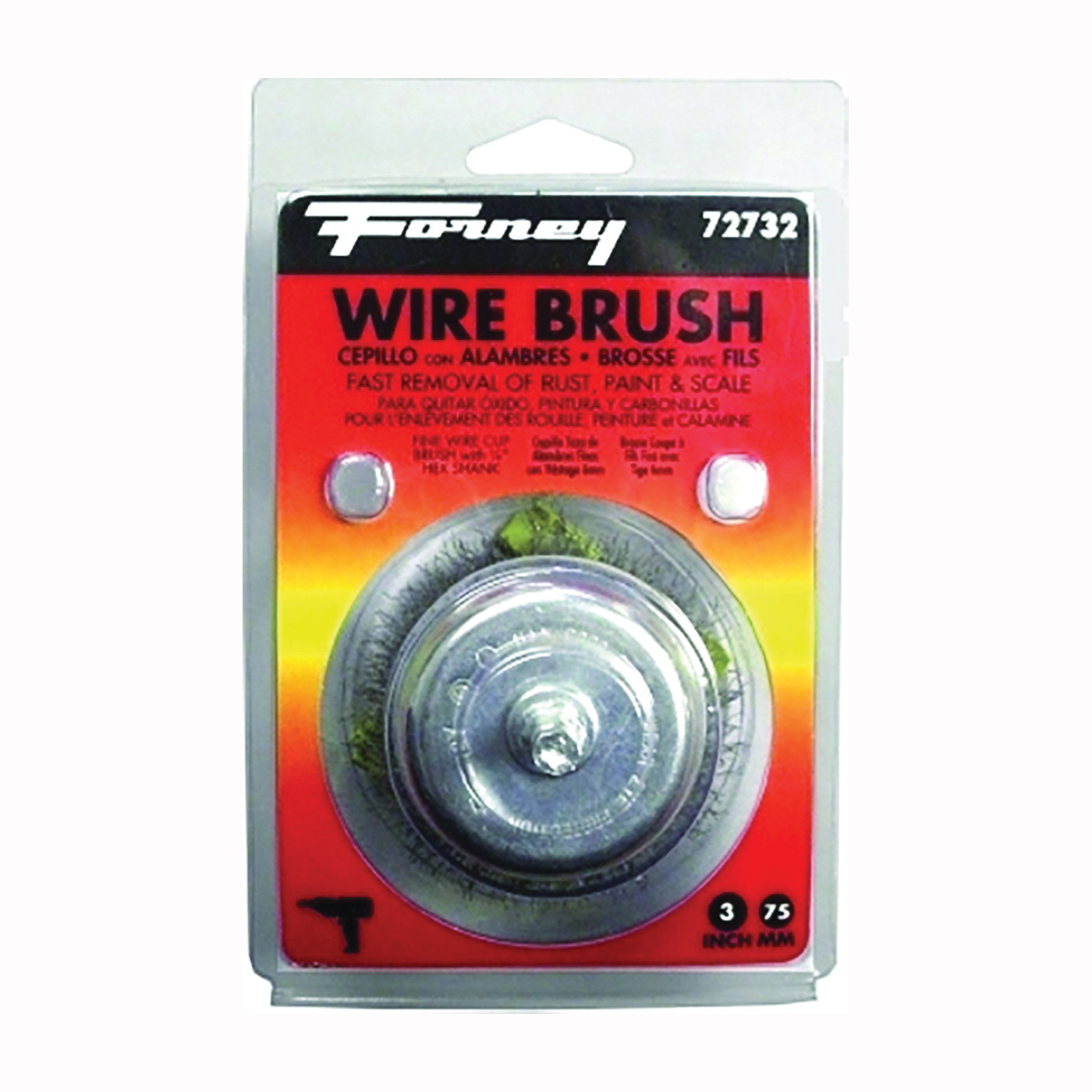 72732 Wire Cup Brush, 3 in Dia, 0.008 in Dia Bristle, Steel Bristle