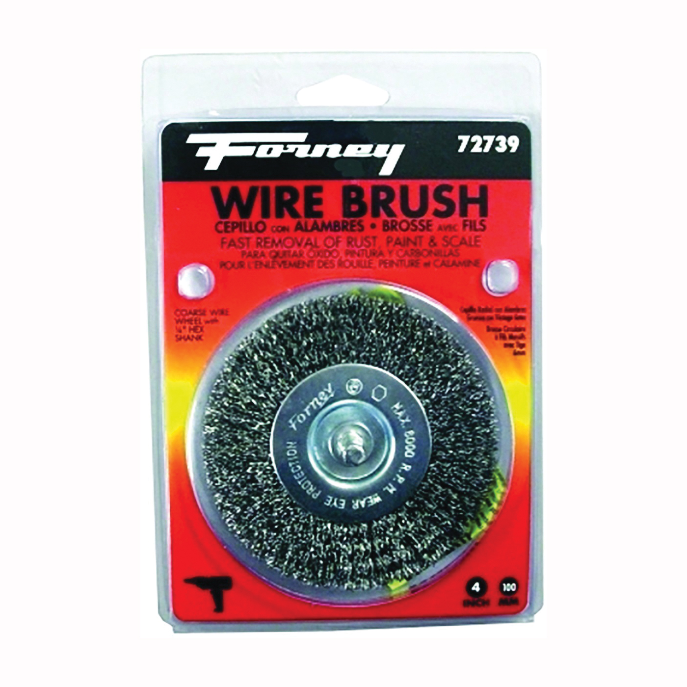 72739 Wire Wheel Brush, 4 in Dia, 0.012 in Dia Bristle