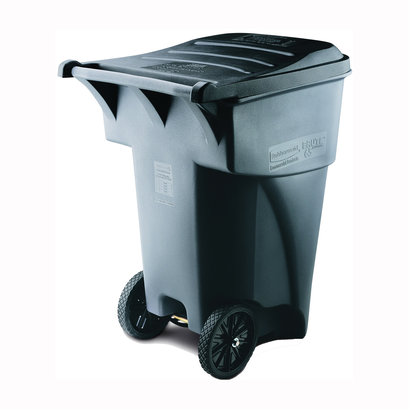 FG9W2200GRAY Rollout Container, 95 gal Capacity, Polyethylene, Gray, Lift Up Closure