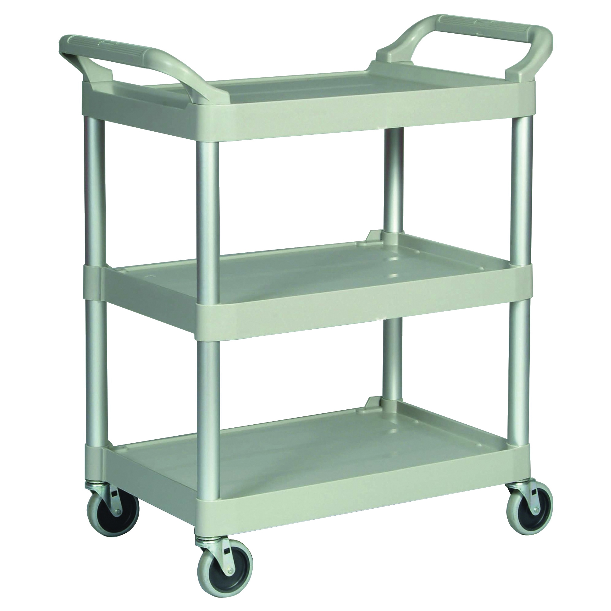 FG342488PLAT Service Cart, 18.6 in OAW, 37.8 in OAH, 33.6 in OAL, Plastic Shelf, Platinum Shelf