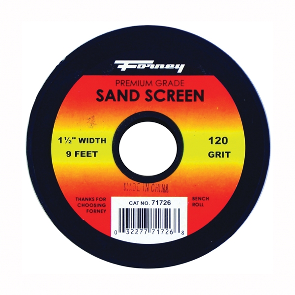 Forney 71726 Sand Screen, 3 yd L, 1-1/2 in W, 120 Grit, Silicone Carbide Abrasive - 3