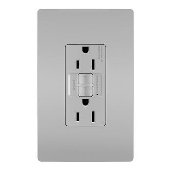 Legrand radiant 1597GRYCCD12 GFCI Duplex Receptacle, 125 V, 15 A, NEMA: NEMA 5-15R, Gray